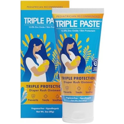 Triple Paste Diaper Rash Cream, Zinc Oxide Baby Ointment, 3 oz
