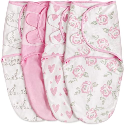 Organic Baby Swaddle Sleep Sacks, 4-Pack Swaddles for Newborns Baby Essentials, Infant 0-3 Months, 100% Cotton Soft & Snug Adjustable Wrap Nursery Swaddling Blankets Improves Sleep