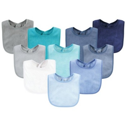 Hudson Baby Infant Boys Rayon from Bamboo Bib with Waterproof Lining 10pk, Blue Teal, One Size
