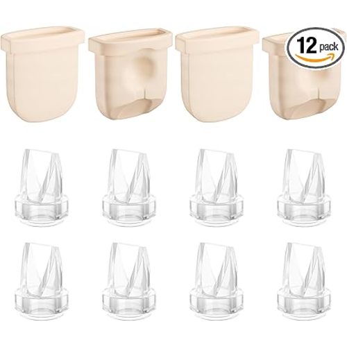 12PCS Duckbill Valves Silicone Diaphragms Compatible with eufy E10/E20/S1/S1 Pro Replacement Parts, Wearable Breast Pump Accessories