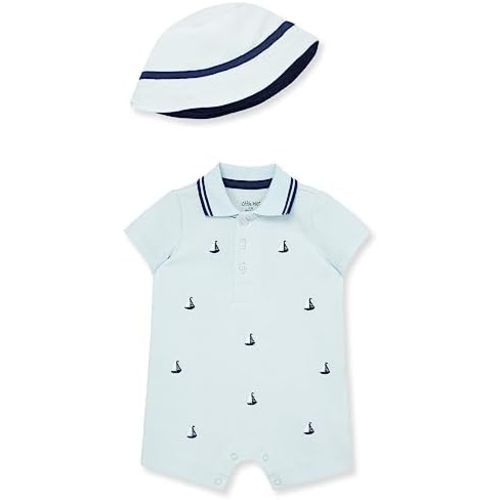 Little Me Baby Boys 2-piece Romper and Hat Set