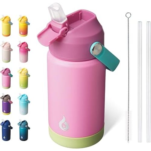 Toddler 12oz Insulated Water Bottle, Stainless Steel Bottle with Straw Lid