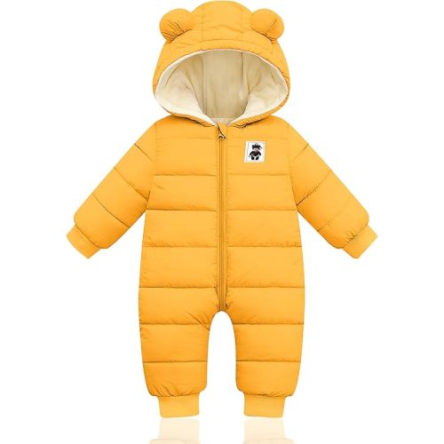 XMWEALTHY Baby Clothes Cute Infant Toddler Snowsuit Warm Newborn Boy Girl Winter Coats Hooded Zip Jumpsuit