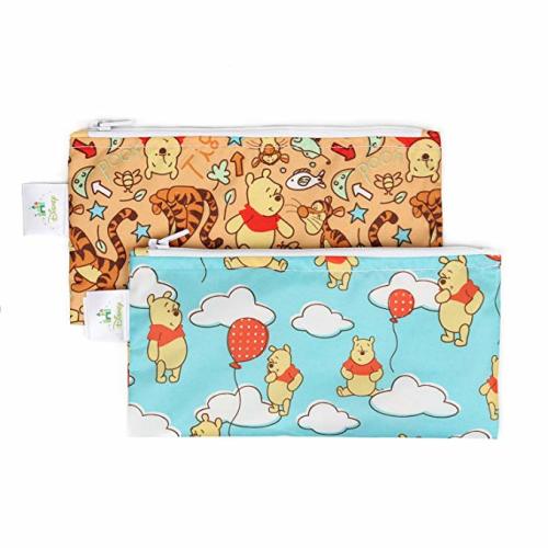 Bumkins Disney Winnie The Pooh Snack Bags, Reusable, Washable, Food Safe, BPA Free, Pack of 2