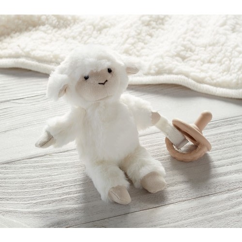 Lamb Critter Plush Pacifier Holder