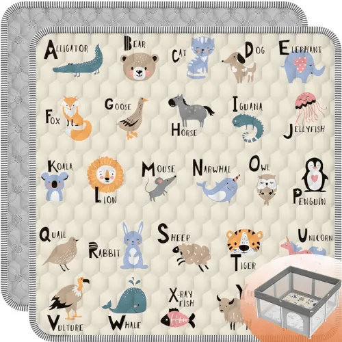 Baby Play MAT 50" X 50" Playpen Mat, Soft Thickened Anti-Slip Baby Mat for Floor, Foldable and Machine Washable Baby Crawling Mat