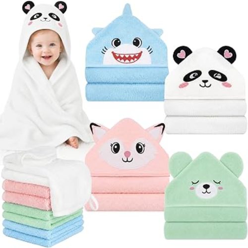 12 PCS Baby Bath Towels Set, Baby Towels for Newborn Bath Essentials Gifts