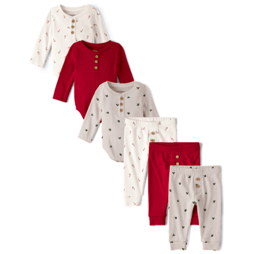 Baby Holiday Henley Bodysuit 6-Piece Outfit Set - Homegrown by Gymboree - Multi