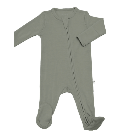 Footie Pajamas, Merino Wool, Sage