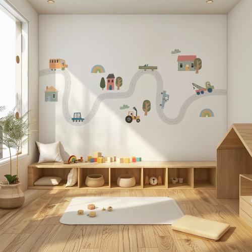 Playroom Wall Decals, Large Road Map Wall Decals, City Road Wall Stickers, Montessori Room Wall Decor, Car Wall Stickers, Boys Room Decal