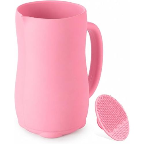 Baby Bath Rinse Cup, Bath Cup for rinsing Hair,The Silicone Material is Soft and Safe, a Good Choice for Baby Bath Products (Pink)