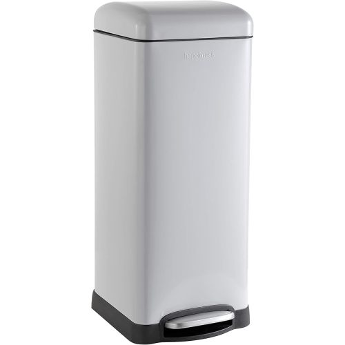 happimess HPM1007C Betty Retro 8-Gallon Step-Open Trash Can with Soft-Close Lid, Fingerprint Resistant, Modern, Minimalistic for Home, Kitchen, Laundry Room, Office, Bedroom, Bathroom, Gray