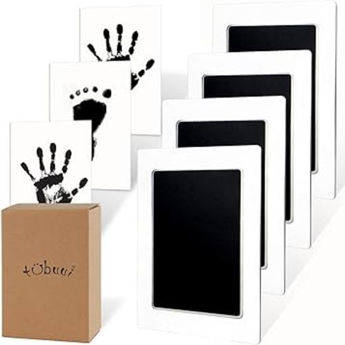 4-Pack Inkless Hand and Footprint Kit, Baby Footprint Kits, Clean Touch Baby Handprints and Footprints Kits,No Mess Ink Pad for Baby Hand and Footprints,Dog Paw Print Kit (Black)