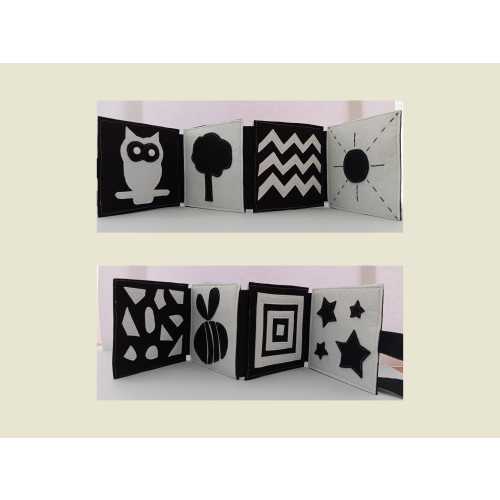 High contrast book, Montessori baby book, 0+, baby toy, sensory book, visual stimulation, tactile exploration, speech development