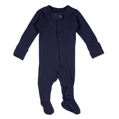 Organic 2-Way Zipper Footie in Navy
