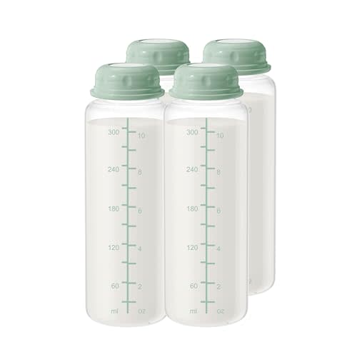 11oz Breastmilk Storage Bottles, Compatible with Momcozy Milk Cooler 12oz, Narrow Neck Baby Bottles, BPA-Free & Leakproof, Must-Have Breastfeeding Essentials, 4PCS