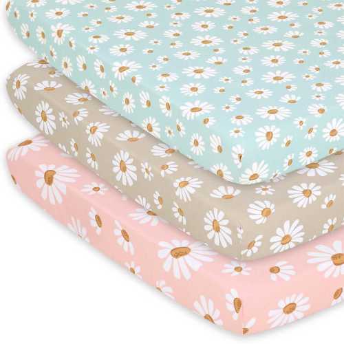 Daisy Dreams Playard Mini Crib Sheets, 3-Pack