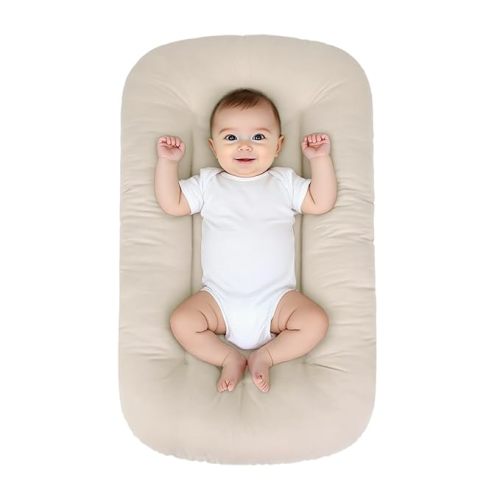 Baby Lounger for Infants Babies 0-24 Months, Bionic Organic Lounger, Soft Cotton Breathable Infant Floor Seats & Loungers for Newborn Baby Shower Gifts (Livid)