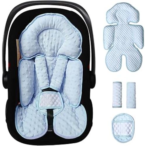 Infant Car Seat Insert, Reversible Baby Carseat Cushion 2-in-1 for Newborns Toddlers Head & Body Support Pad for Carseats, Strollers, Swings, Bouncers
