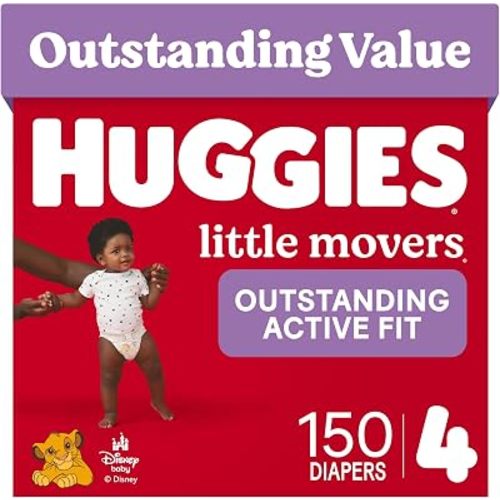 Huggies Little Movers Diapers Size 4, 150 Count (6 Packs of 25)