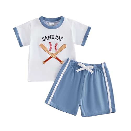 Toddler Baby Boy Baseball Outfit Summer Clothes Casual Short Sleeve Shirt & Shorts 2Pcs Set
