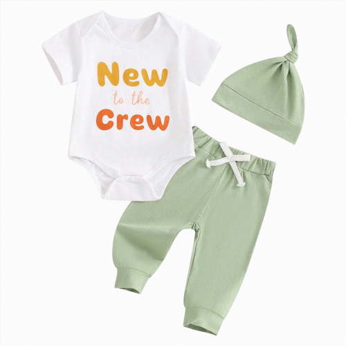 CAUYDY Baby Boys Gifts Newborn Boy Photoshoot Outfits Romper + Pants + Hat 3PCS Clothes Set 3M 6M 9M 12M 18M Infant Summer Spring Fall Outfit (Sizes newborn,White)