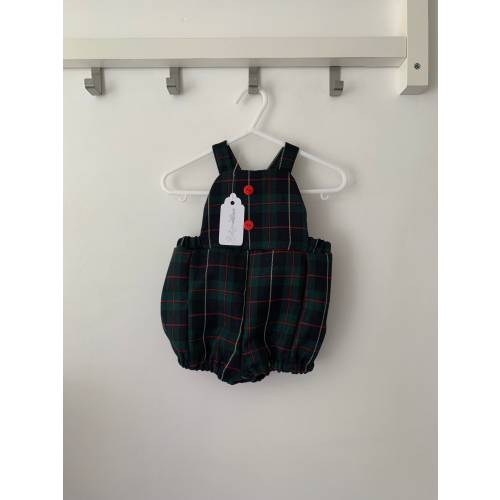 Green Tartan Baby Romper, baby Wedding Outfit, baby tartan, baby first birthday, baby baptism outfit