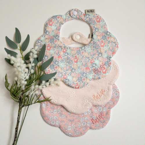 Scalloped baby dribble bibs Liberty Fabric floral drool bib for newborn gift set for baby shower gifts idea for baby girl personalised gifts