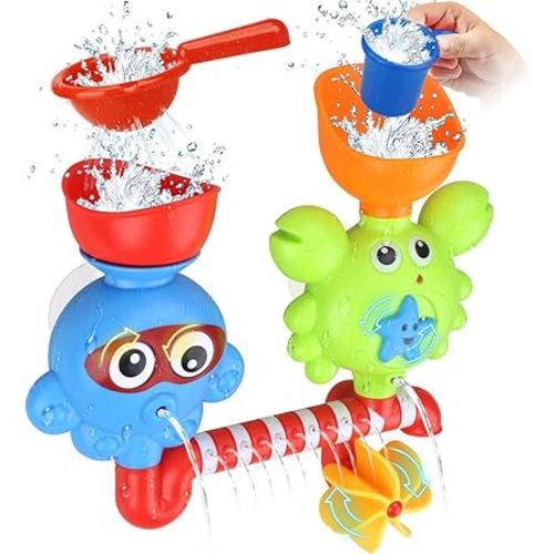 Bath Toys Bathtub Toys for 1 2 3 4 Year Old Kids Toddlers Bath Wall Toy Waterfall Fill Spin and Flow Non Toxic Birthday Gift Ideas Color Box (Multicolor)