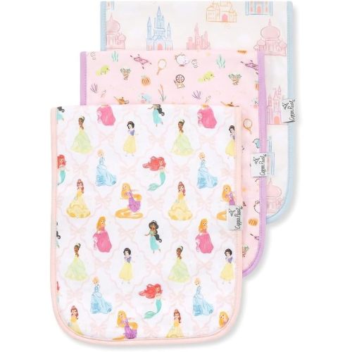 Copper Pearl Premium Baby Burp Cloths - 3-Pack Large Cotton Burp Cloths, Extra Soft Spit Up Rags with 3 Absorbent Layers, Perfect for Baby Boy and Baby Girl Gifts (21" x 10" Size, Disney Princess Set)