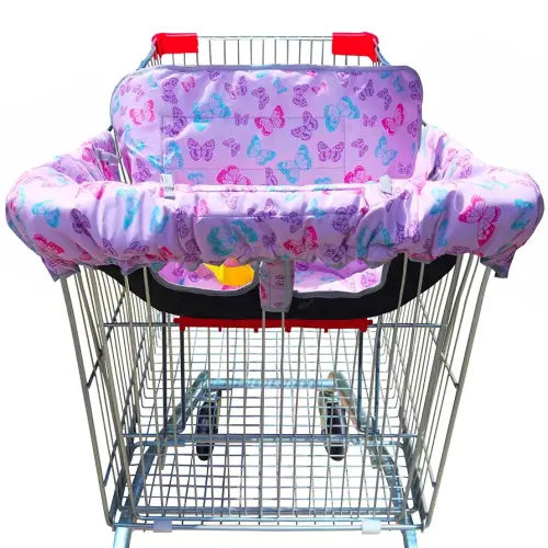 2-in-1 Shopping Cart and High Chair Cover-Grocery Cart Cover for Babies Toddlers Infants Resturant Highchair Cover-Padded Folds to Portable Pouch for Baby Boy Girl (Butterfly)
