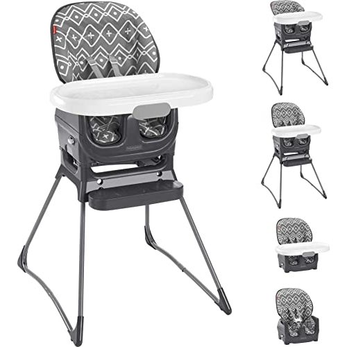 Fisher-Price Baby to Toddler Deluxe High Chair and Portable Booster Seat with Tray Liner Plus Washable Seat Pad and Tray, Gray Tribal