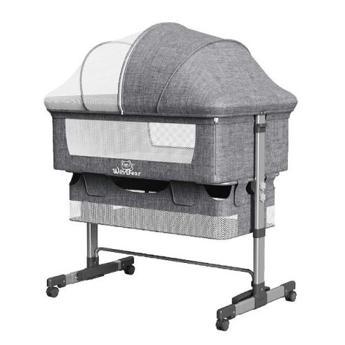 Dronkon Baby Bassinet 3in 1 Bedside Sleeper with Mattress,Grey