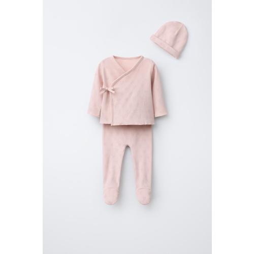 POINTELLE HEART LAYETTE SET AND BAG - Pink | ZARA United States