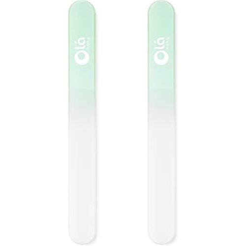Olababy Glass Nail File for Newborns & Infants 2pk (Mint) | Safe Glass Fingernail Filer with Travel Case