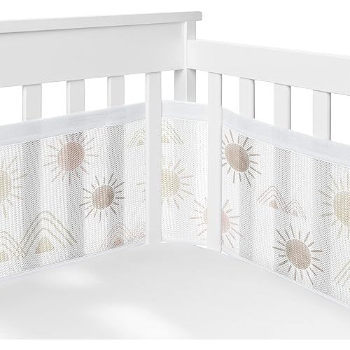 Sweet Jojo Designs + BreathableBaby 2-Piece Breathable Mesh Crib Liner Set (Blush Pink and Mauve Boho Desert Sun) for Girls, Baby, Infants/Newborn Nursery (Bohemian, Watercolor, Mountains, Minimalist)