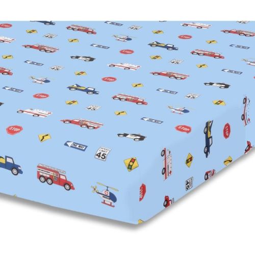 Everyday Kids Baby Boy Fitted Crib Sheet Police, Fire Rescue, 100% Soft Breathable Microfiber, Fits Standard Crib Mattress 28x52 inches