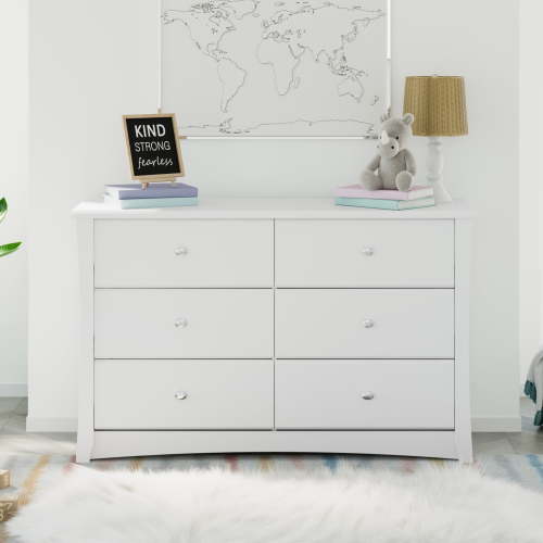 Storkcraft Crescent 6 Drawer Nursery Dresser, White
