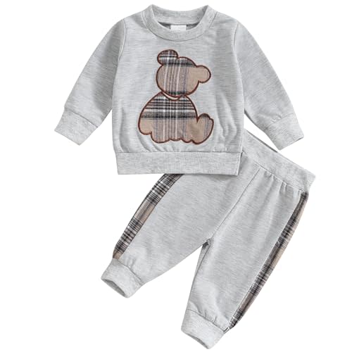 Mubineo Baby Boy Clothes Cute Bear Outfits Girl Newborn Shirt Tops Sweatshirt Toddler Sweat Pant Set Fall Winter Outfit