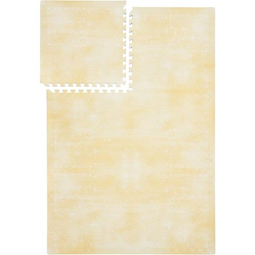 PopsyKosy Premium Baby Floor Play Mat - Extra Thick & Cushioned 1 inch Playroom Foam Mat, Non-Toxic Odorless - 6 Tiles - Spacious 6x4 ft. - Stylish & Large, Waterproof for Kids & Toddlers - Champagne Yellow
