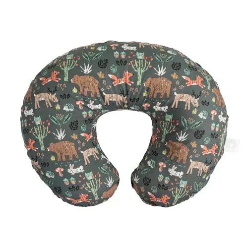 Boppy Original Nursing Pillow, Green Forest Animals, Ergonomic Nursing Essentials for Bottle and Breastfeeding, Firm Fiber Fill, with Removable Pillow Cover, Machine Washable