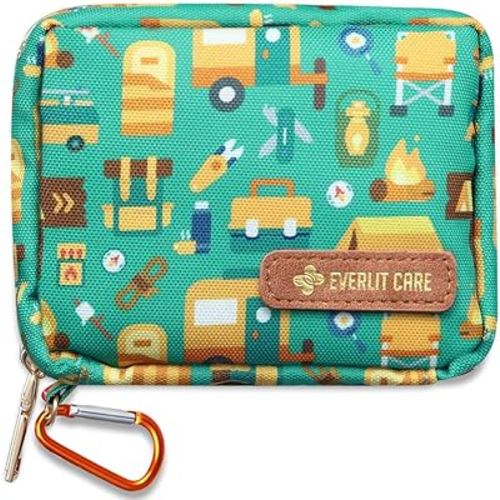 EVERLIT Mini Rescue Pack | 105 Medical Essentials Organized in Portable Storage Bag | Pocket Size Kids First Aid Kit with D Ring | Small Family-Friendly Travel Medical Kit (Camping)