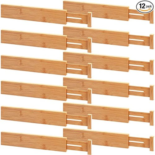 Bamboo Drawer Dividers - 12 Pack