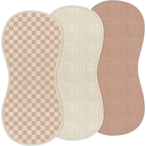 3 Pcs Changing Pad Liners Fits in Peanut Shape Changing Pad Waterproof Diaper Mats Organic Cotton Peanut Mats are Warm on a Baby's Back, Washable Reusable(Checker Style,Brown)
