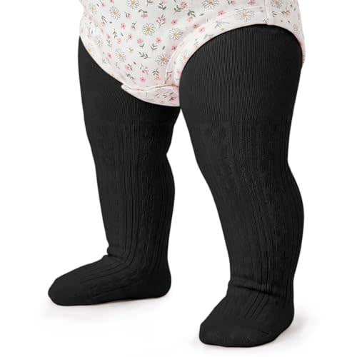 Zando Soft Cable Knit Baby Tights - Seamless Cotton Leggings for Newborn Baby Girls Stockings for Under Dresses
