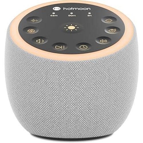 Hotmoon Sound Machine for Sleep, Cocoon 2 White Noise Sound Machine with 40 Non-Looping Sounds, Dual-Speaker & Timer, 8 Night Light, Pink Brown Green Noise for Sleeping Adults, Office Privacy, Plug-in