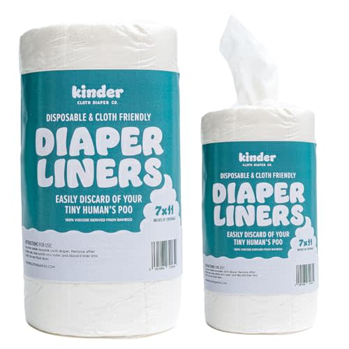 Kinder Cloth Diapers Unscented Diaper Liners, Fragrance-Free, Chlorine Free, One Size, 200 Liners (2 Rolls of 100 Sheets)