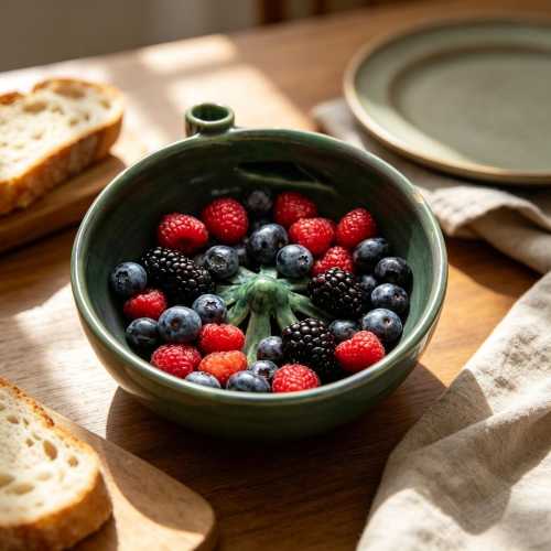 Handmade Ceramic Vortex Berry Bowl | Fruit Colander & Gentle Fruit Washer