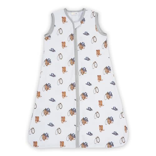 LollyBanks Organic Cotton Baby Sleep Sack, 0.5 TOG, 2-Way Zipper, 12-18 Months, Cowboy Outfit