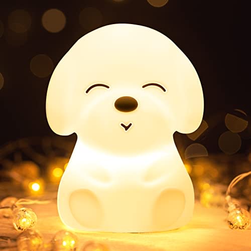 Mubarek Night Light for Kids, 16 Color Modes Kids Night Light Lamp for Bedroom, Rechargeable Timer Silicone Baby Night Light, Kawaii Room Decor Animal Toddler Night Light, Cute Dog Color Changing Lamp